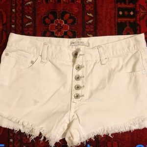 Free people white denim cut off shorts